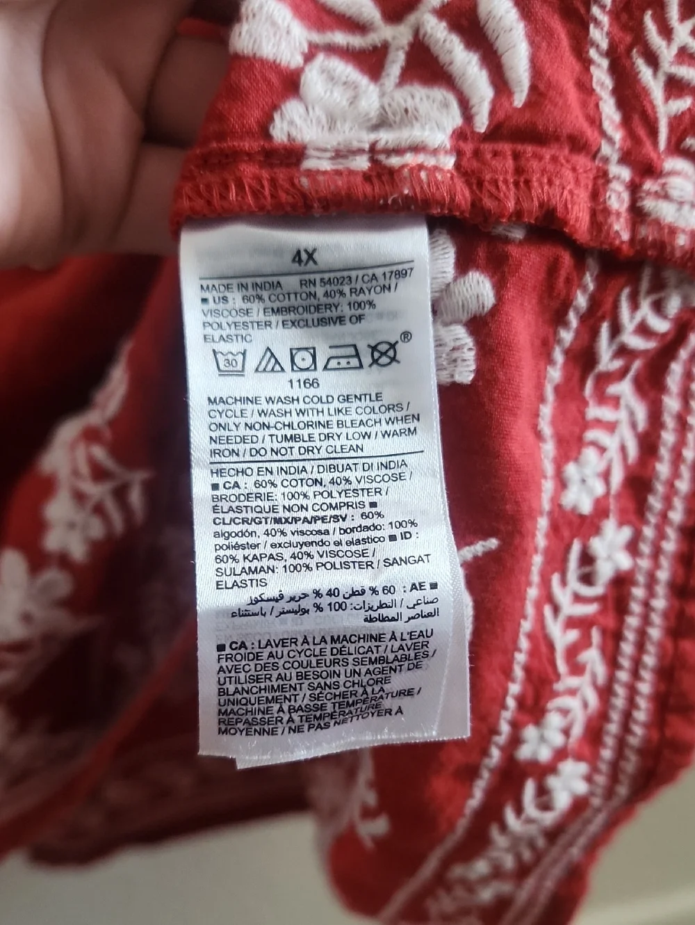 Old Navy Red Embroidered Peasant Blouse